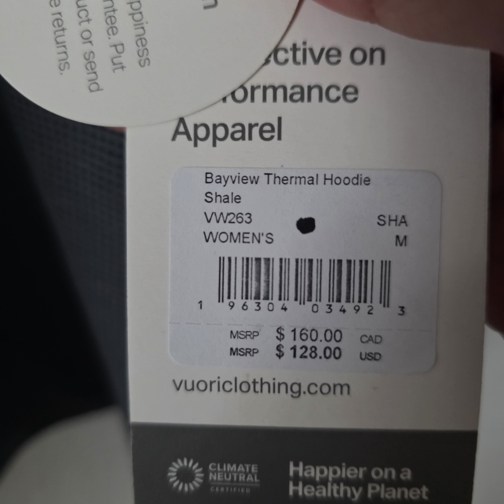 Vuori Bayview Thermal Hoodie M Shale New NWT - Picture 7 of 8